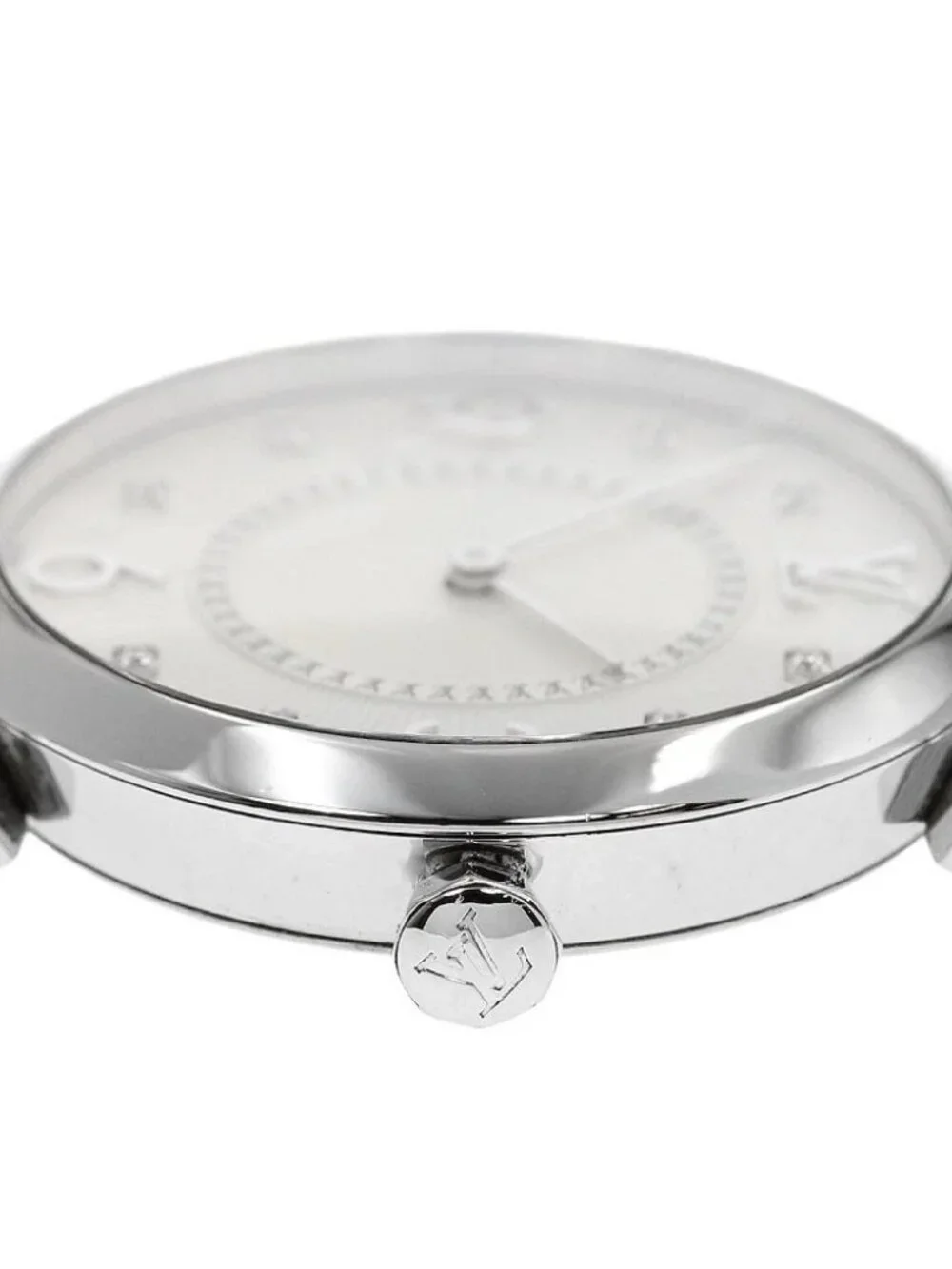 LOUIS VUITTON Tambour Slim MM Q13MJ 8P diamond Silver Dial Quartz Ladies_970655